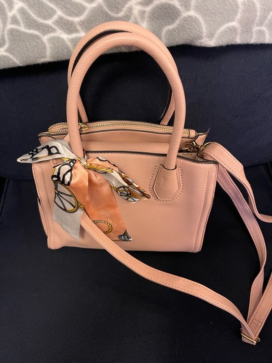 Aldo Handbags - Aldo Peach-Pink Structured Top-Handle Satchel with Scarf Accent